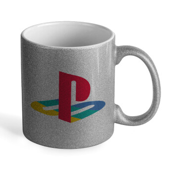 Playstation, Κούπα Ασημένια Glitter που γυαλίζει, κεραμική, 330ml