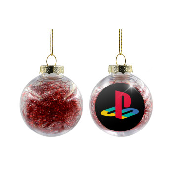 Playstation, Transparent Christmas tree ball ornament with red filling 8cm