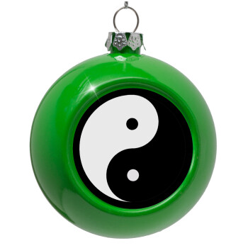 Yin Yang, Green Christmas tree ornament bauble 8cm