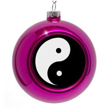 Yin Yang, Purple Christmas tree ornament bauble 8cm