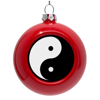 Yin Yang, Red Christmas tree ornament bauble 8cm