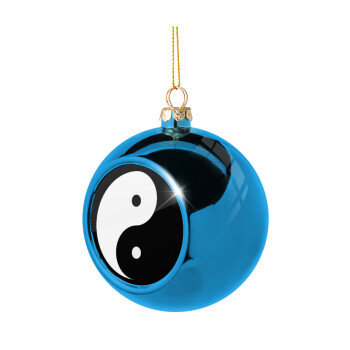 Yin Yang, Blue Christmas tree ball ornament 8cm