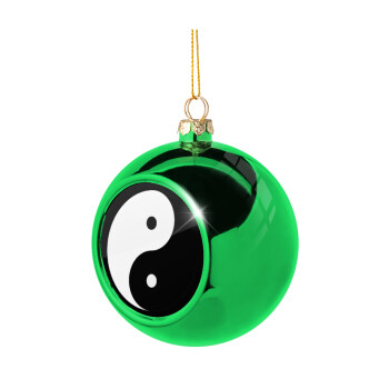 Yin Yang, Green Christmas tree ornament ball 8cm