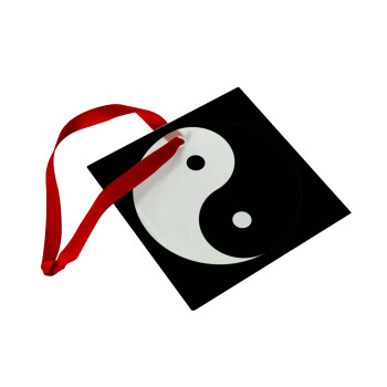 Yin Yang, Christmas ornament, glass square ornament 9x9cm