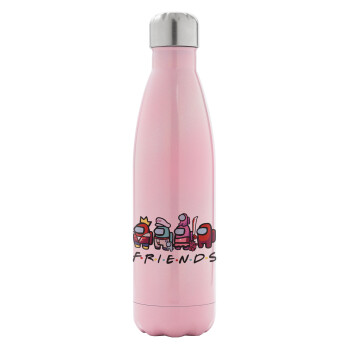 Among US Friends, Metal mug thermos Pink Iridiscent (Stainless steel), double wall, 500ml
