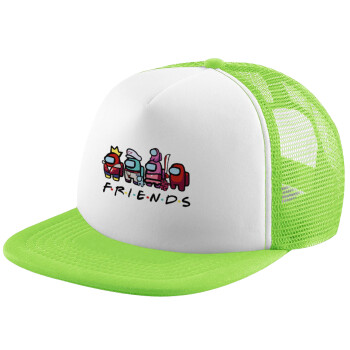 Among US Friends, Adult Soft Trucker Hat with Mesh GREEN/WHITE (POLYESTER, ADULT, ONE SIZE)