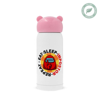 Among US Eat Sleep Repeat Impostor, Pink stainless steel thermal flask, 320ml