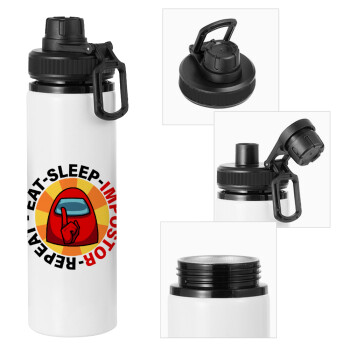 Among US Eat Sleep Repeat Impostor, Metal water bottle with safety cap, aluminum 850ml