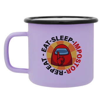 Among US Eat Sleep Repeat Impostor, Κούπα Μεταλλική εμαγιέ ΜΑΤ Light Pastel Purple 360ml