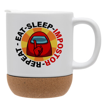 Among US Eat Sleep Repeat Impostor, Ceramic coffee mug Cork (MAT), 330ml (1pcs)