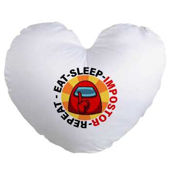Among US Eat Sleep Repeat Impostor, Μαξιλάρι καναπέ καρδιά 40x40cm περιέχεται το  γέμισμα