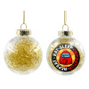 Transparent Christmas tree ball ornament with gold filling 8cm