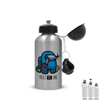 Among Trust no one, Metallic water jug, Silver, aluminum 500ml