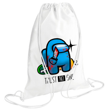 Among Trust no one, Backpack pouch GYMBAG white (28x40cm)