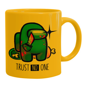 Among Trust no one, Ceramic coffee mug yellow, 330ml (1pcs)