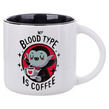 My blood type is coffee, Κούπα κεραμική 400ml Λευκή/Μαύρη