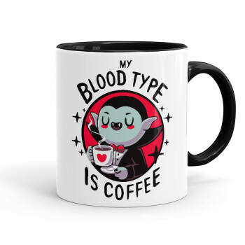 My blood type is coffee, Mug colored black, ceramic, 330ml