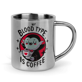 My blood type is coffee, Mug Stainless steel double wall 300ml