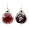 Transparent Christmas tree ball ornament with red filling 8cm