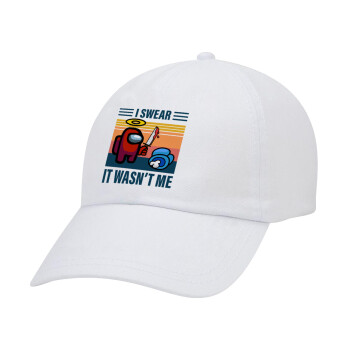 Among us, I swear it wasn't me, Adult Baseball Cap White 5-panel (POLYESTER, ADULT, UNISEX, ONE SIZE)