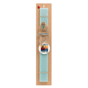 Among us, I swear it wasn't me, Easter Set, wooden keychain & aromatic flat Easter candle (30cm) (TURQUOISE)