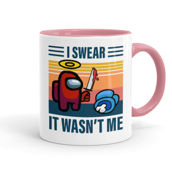 Among us, I swear it wasn't me, Mug colored pink, ceramic, 330ml