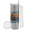 Tumbler stainless steel Silver 600ml, with metal straw & cleaning brush