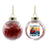 Transparent Christmas tree ball ornament with red filling 8cm