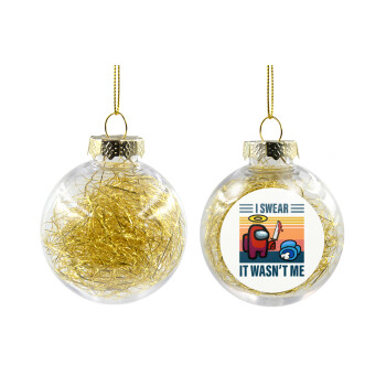 Among us, I swear it wasn't me, Transparent Christmas tree ball ornament with gold filling 8cm