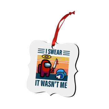 Among us, I swear it wasn't me, Christmas ornament polygon wooden 7.5cm