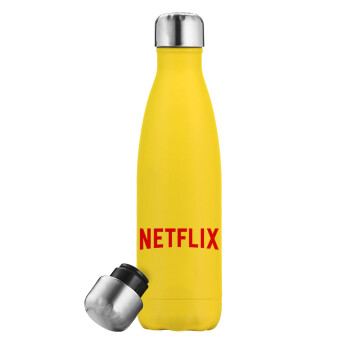 Netflix, Μεταλλικό παγούρι θερμός Κίτρινος (Stainless steel), διπλού τοιχώματος, 500ml