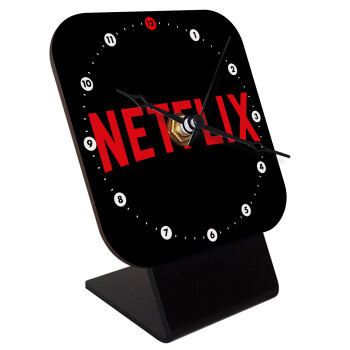 Netflix, Επιτραπέζιο ρολόι ξύλινο με δείκτες (10cm)
