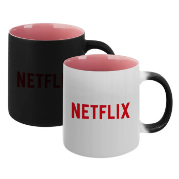 Netflix, Κούπα Μαγική εσωτερικό ΡΟΖ, κεραμική 330ml που αλλάζει χρώμα με το ζεστό ρόφημα (1 τεμάχιο)