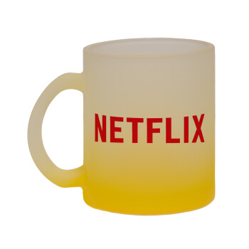 Netflix, Κούπα γυάλινη δίχρωμη με βάση το κίτρινο ματ, 330ml