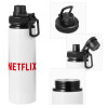 Metal water bottle with safety cap, aluminum 850ml