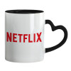 Mug heart black handle, ceramic, 330ml