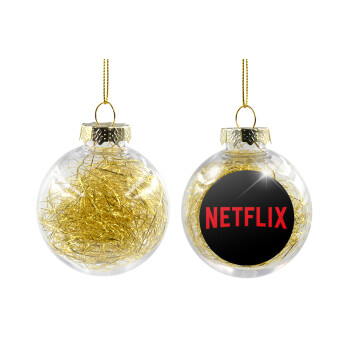 Netflix, Χριστουγεννιάτικη μπάλα δένδρου διάφανη με χρυσό γέμισμα 8cm