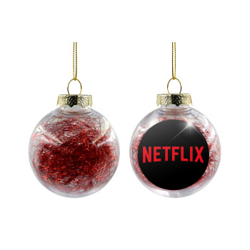 Netflix, Transparent Christmas tree ball ornament with red filling 8cm