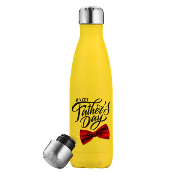 Happy father's Days, Yellow Stainless Steel Metallic Thermos, double-walled, 500ml