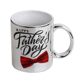 Happy father's Days, Mug ceramic, silver mirror, 330ml