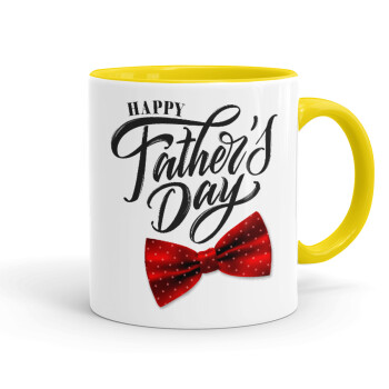 Happy father's Days, Κούπα χρωματιστή κίτρινη, κεραμική, 330ml