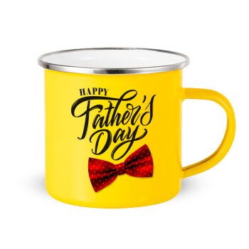 Happy father's Days, Κούπα Μεταλλική εμαγιέ Κίτρινη 360ml