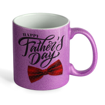 Happy father's Days, Κούπα Μωβ Glitter που γυαλίζει, κεραμική, 330ml