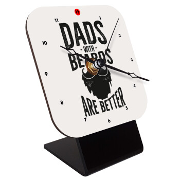 Dad's with beards are better, Επιτραπέζιο ρολόι ξύλινο με δείκτες (10cm)