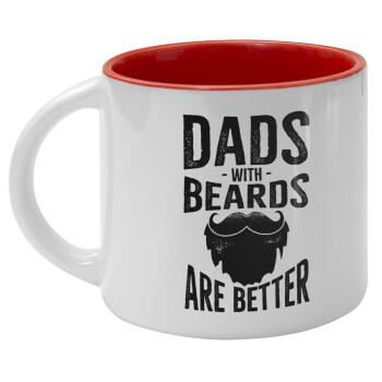 Dad's with beards are better, Κούπα κεραμική 400ml Λευκή/Κόκκινη