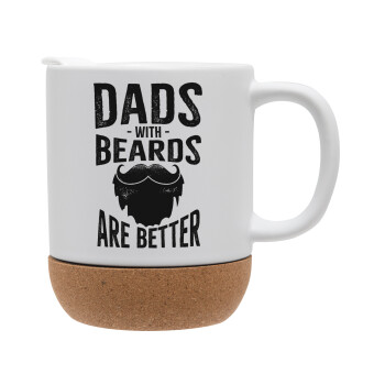 Dad's with beards are better, Κούπα, κεραμική με βάση φελού και καπάκι (ΜΑΤ), 330ml (1 τεμάχιο)