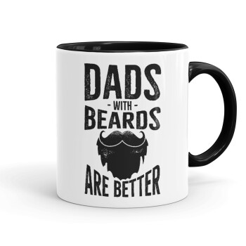 Dad's with beards are better, Κούπα χρωματιστή μαύρη, κεραμική, 330ml