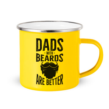 Dad's with beards are better, Yellow Enamel Metallic Cup 360ml