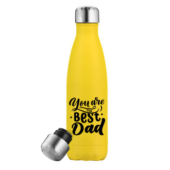 You are the best Dad, Yellow Stainless Steel Metallic Thermos, double-walled, 500ml