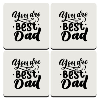 You are the best Dad, ΣΕΤ 4 Σουβέρ ξύλινα τετράγωνα (9cm)